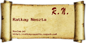 Ratkay Neszta névjegykártya